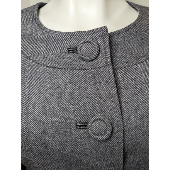 Talbots Vintage Gray Wool Button Up Belted Blazer Jacket, Size 8 - Picture 2 of 7